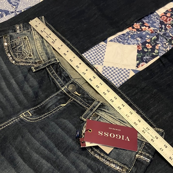 Vigoss Dark Blue Boot Cut Jeans with White Stitching - Picture 6 of 11